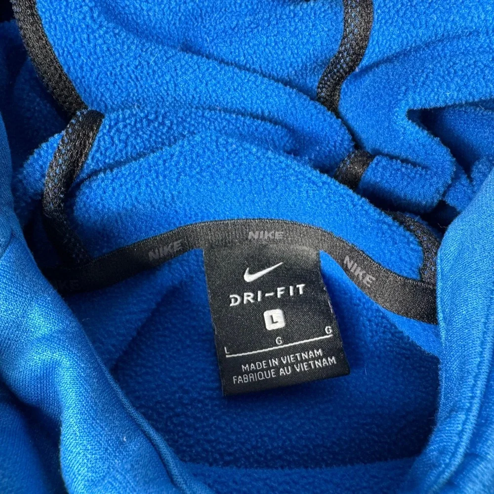 Nike Hoodie Mens L Blue Orange Dri Fit Pullover Fleece Swoosh Sportswear